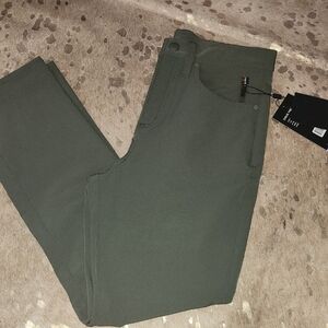 Green Chino Pants with Straight Leg Design